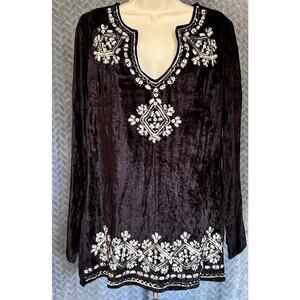 Boston Proper NWT Black Velvet Embellished Tunic Sz S Elegant Holiday Evening